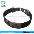 Wholesale cheap custom silicone charm wrist bangle with engraved text